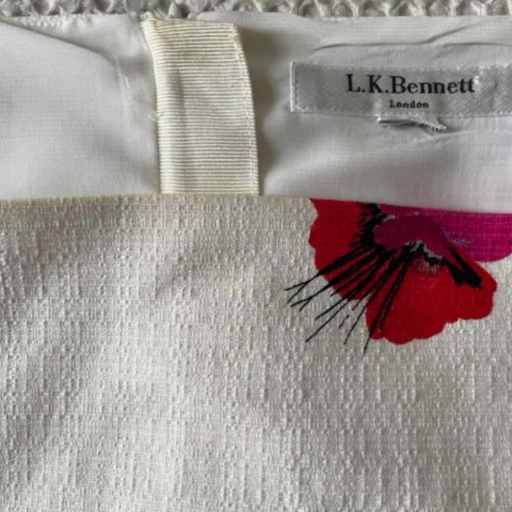 L.K. Bennett Lasa Poppy Print Dress Red - Picture 4 of 5